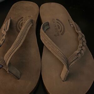 NWOB Rainbow Women's Tan Braided Sandals